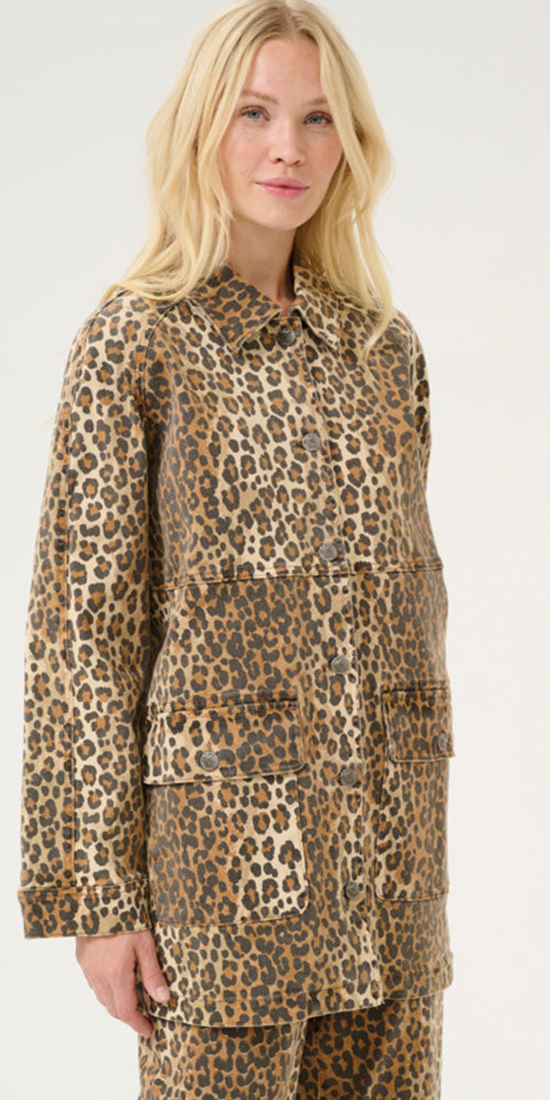 Culture Leopard Print Denim Jacket