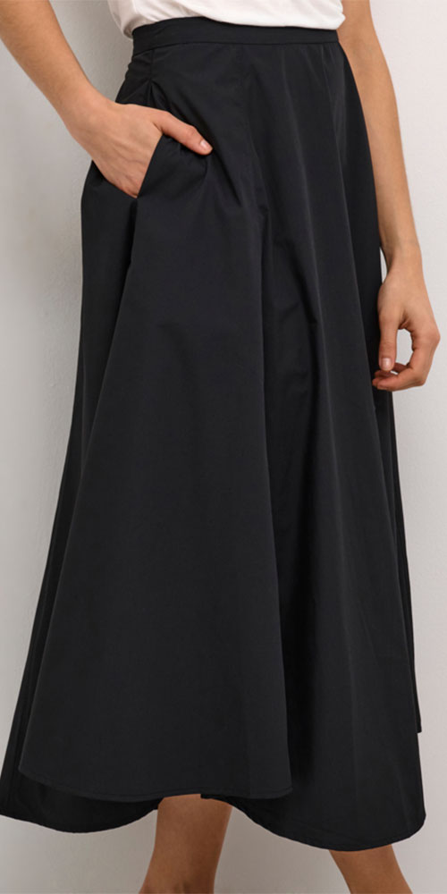 Culture Full Poplin Skirt, black