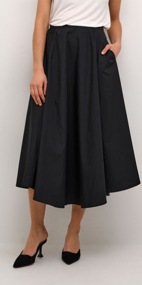 Culture Full Poplin Skirt, black