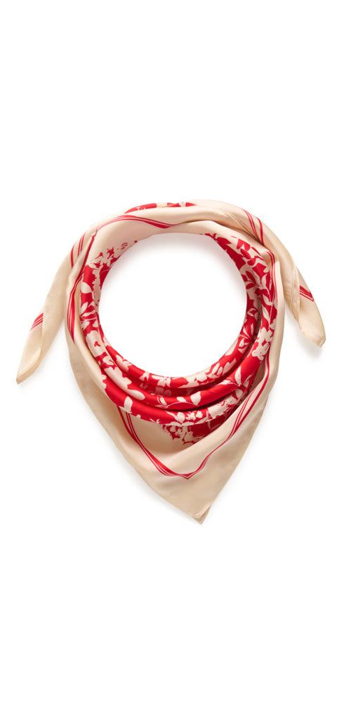 Culture Silky Floral Scarf, red