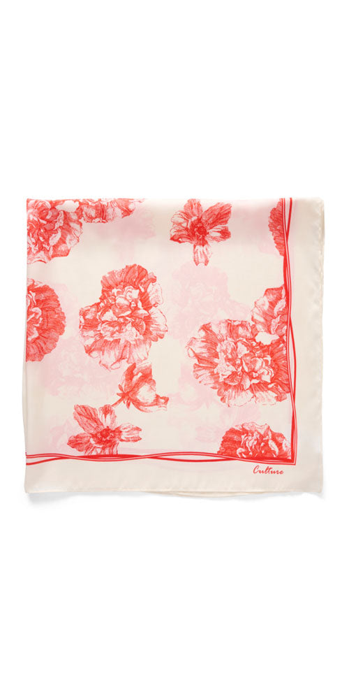 Culture Silky Red Floral 2 Scarf