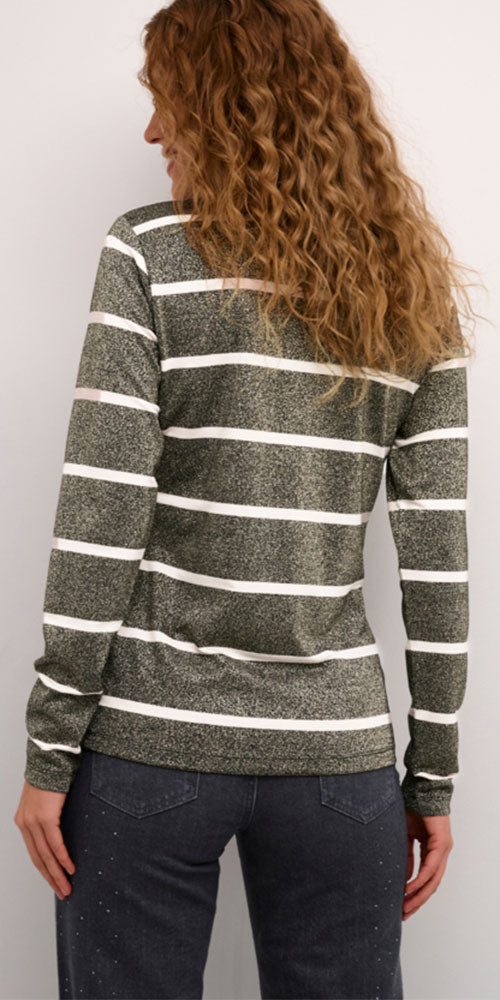 Culture Striped Sparkle Turtleneck