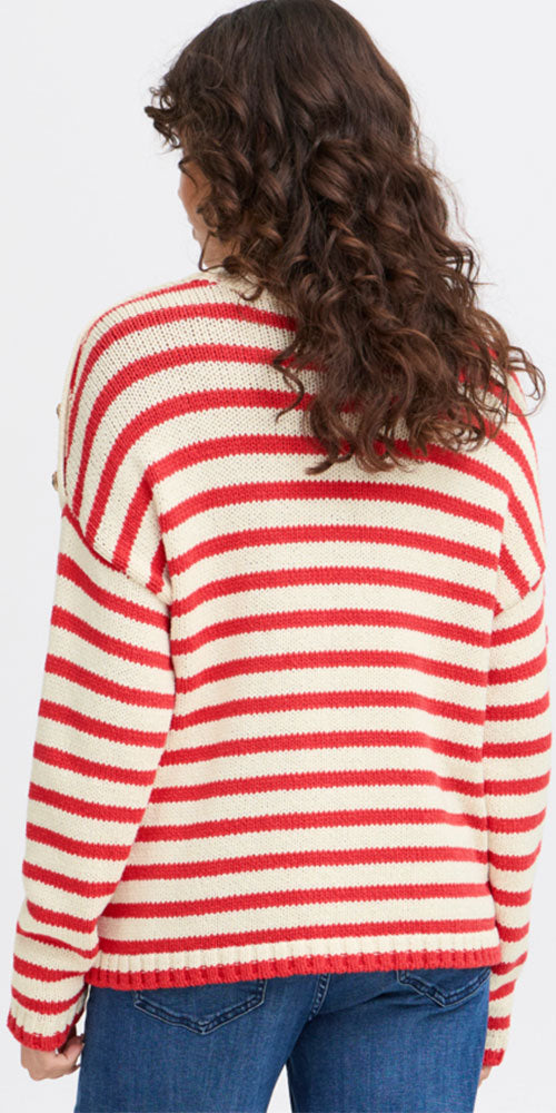 Fransa Belinda Pullover, red sripe