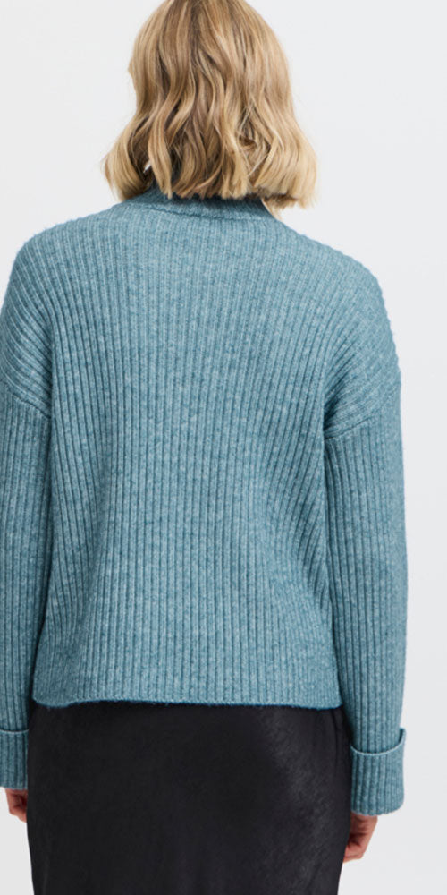 Fransa Ribbed Pullover, bluestone