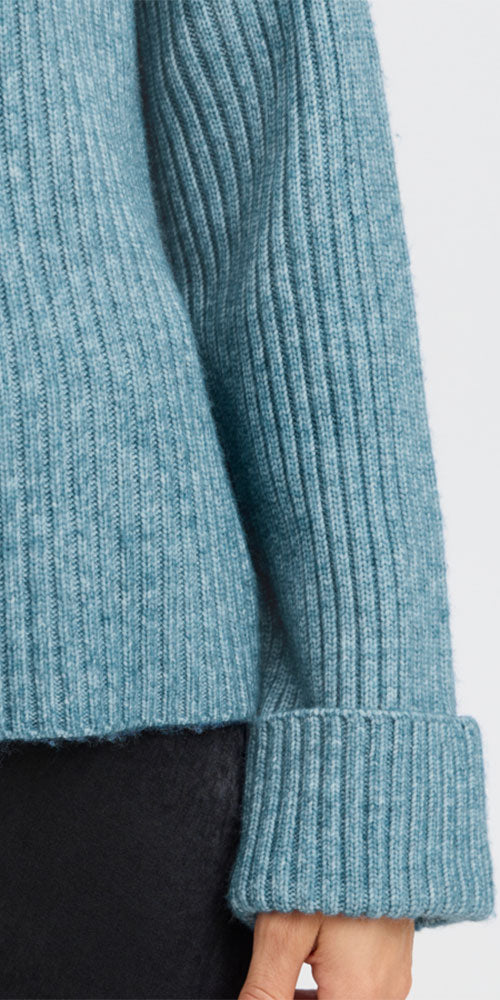 Fransa Ribbed Pullover, bluestone