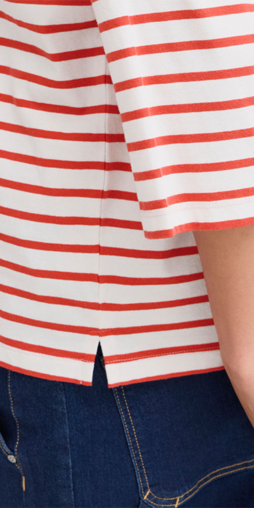 Fransa Striped Half Sleeve Tee