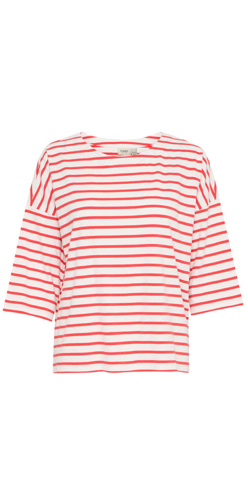 Fransa Striped Half Sleeve Tee