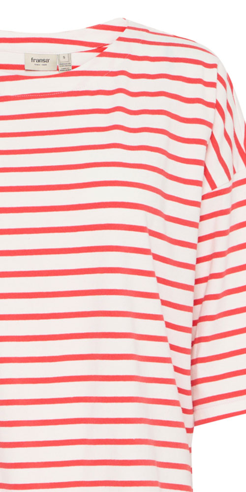 Fransa Striped Half Sleeve Tee