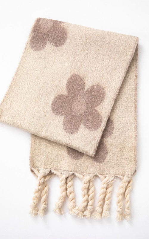 Fuzzy Flower Scarf, cream