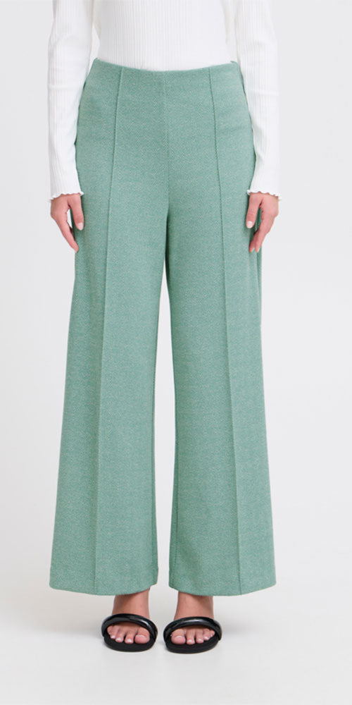 Ichi Herringbone Ponte Knit Pants, mint