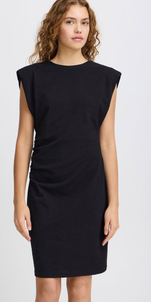 Ichi Draped Dress, black