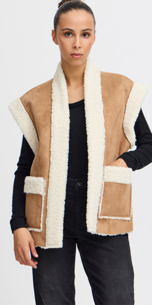 Ichi Faux Shearling Vest