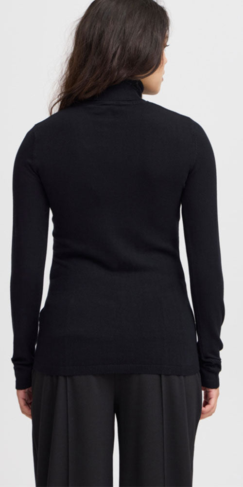 Ichi Fine Knit Turtleneck, solid black