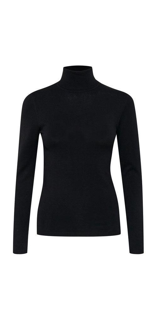 Ichi Fine Knit Turtleneck, solid black