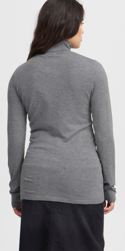 Ichi Fine Knit Turtleneck, heathered grey