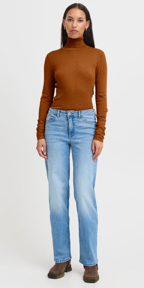 Ichi Fine Knit Turtleneck, ochre