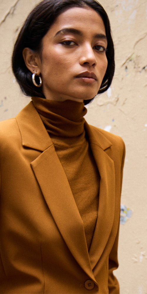 Ichi Fine Knit Turtleneck, ochre