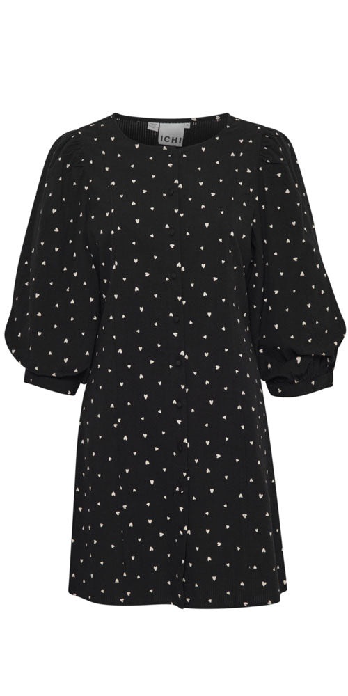 Ichi Hearts Dress, black/white