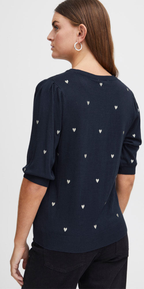 Ichi Hearts pullover, navy