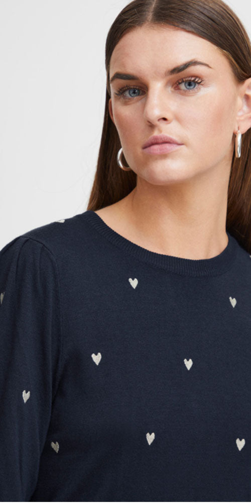 Ichi Hearts pullover, navy