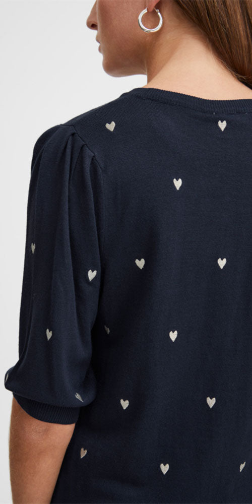 Ichi Hearts pullover, navy