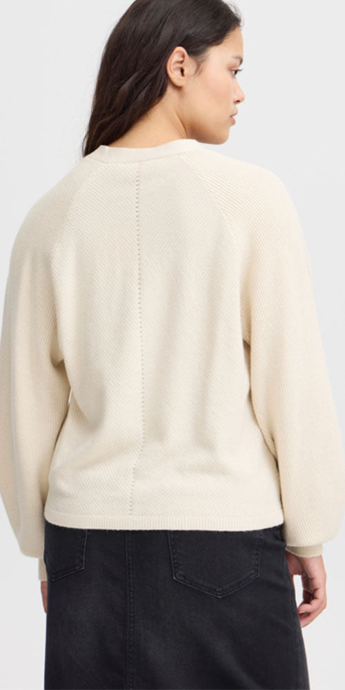 Ichi Light Knit Cardy, cream