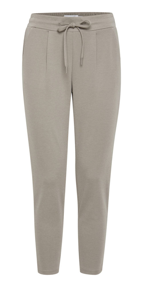 Ichi Cropped Ponte Knit Joggers, taupe