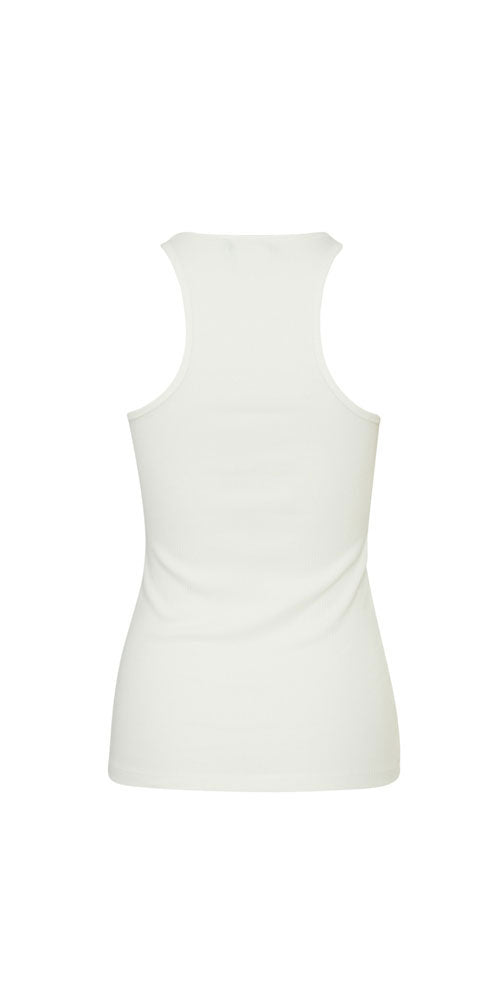 Ichi Ribbed Racer Tank, off-white