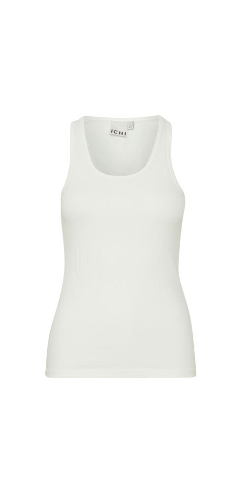 Ichi Ribbed Racer Tank, off-white