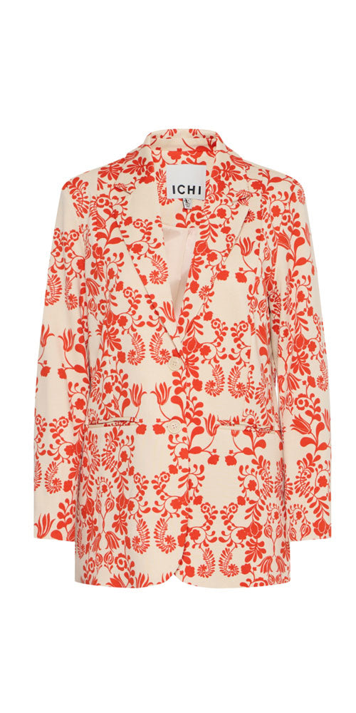 Ichi Swedish Print Ponte Blazer