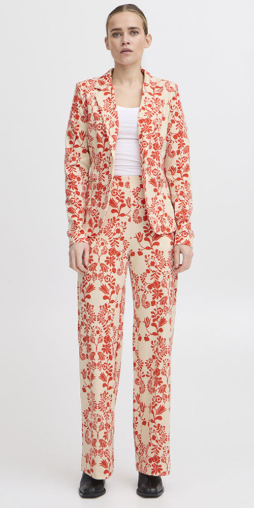 Ichi Swedish Print Ponte Pants