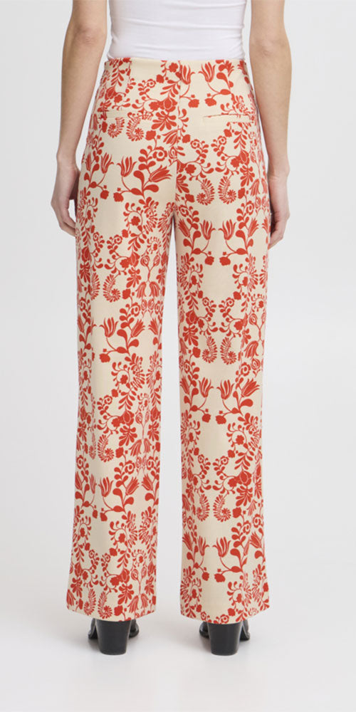 Ichi Swedish Print Ponte Pants