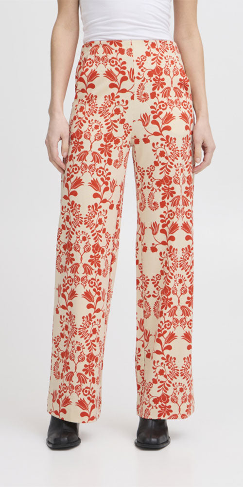 Ichi Swedish Print Ponte Pants