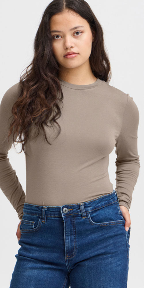 Ichi Viscose Jersey Top, taupe