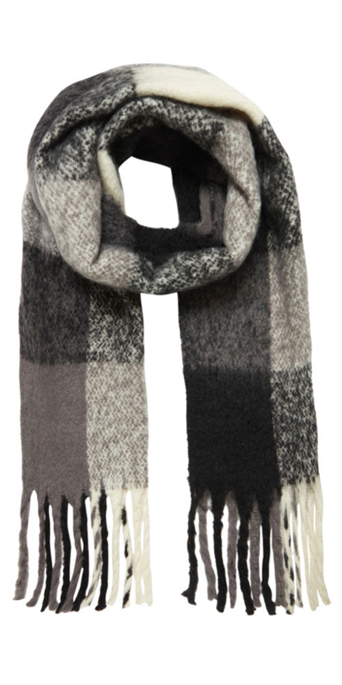 Ichi Plaid Scarf, black/grey