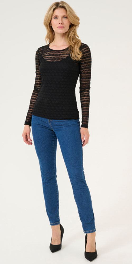 Kaffe Fitted Mesh Top