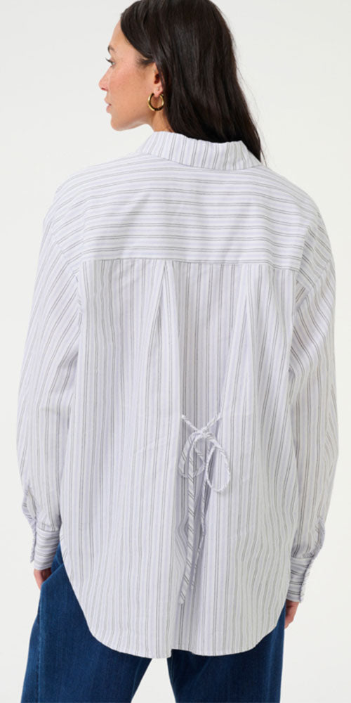 Kaffe Tie Detail Striped Shirt