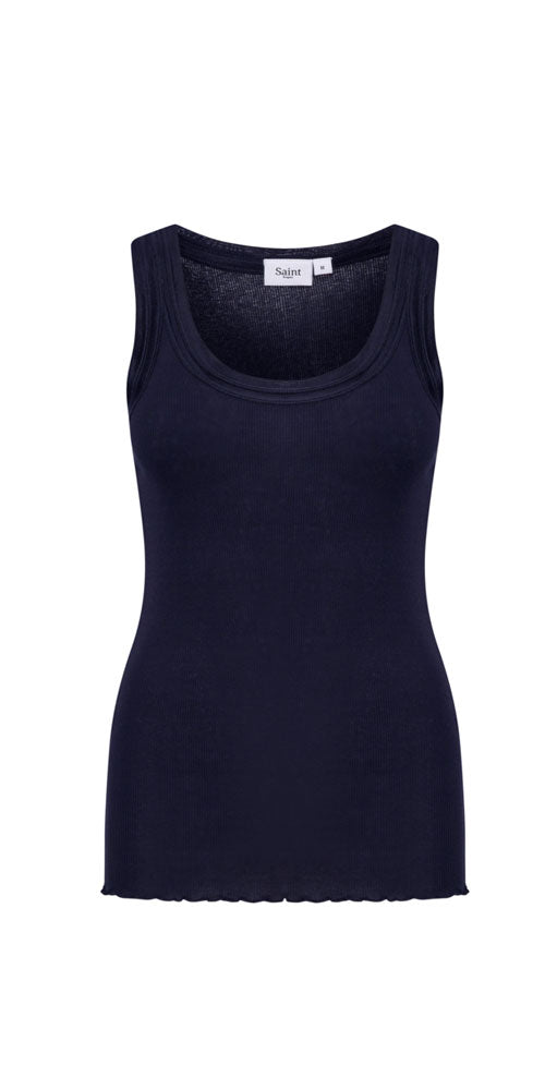 Saint Tropez Cotton/Silk Tank, navy