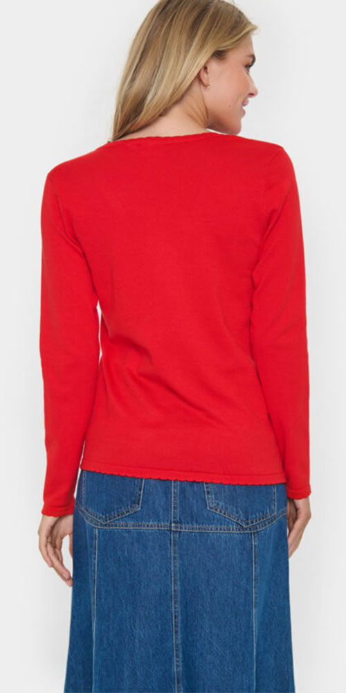 Saint Tropez Light Knit V-neck, scarlet