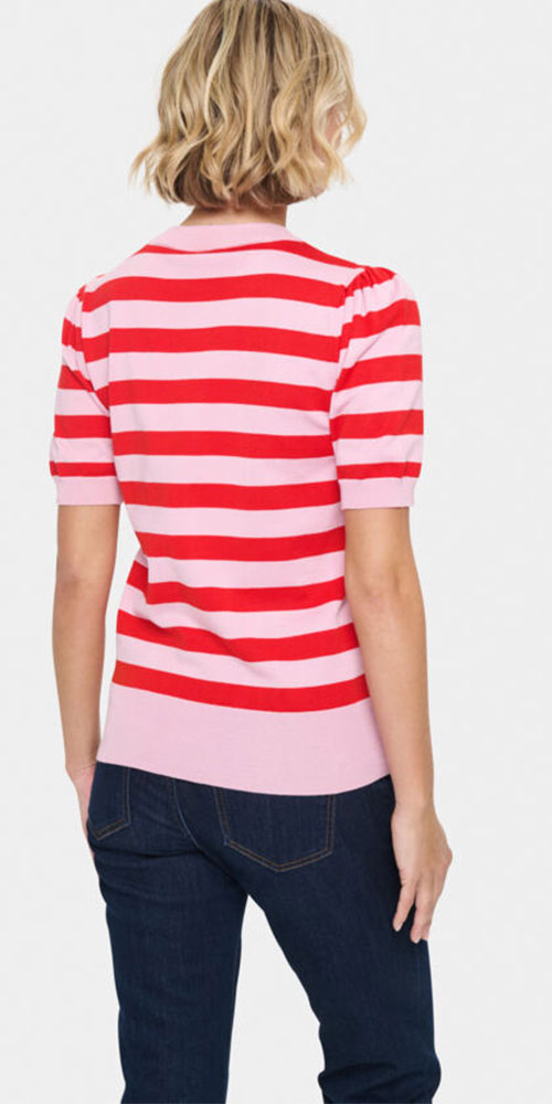 Saint Tropez Striped Knit Top, pink/red