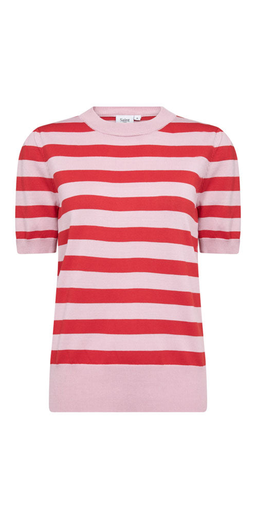 Saint Tropez Striped Knit Top, pink/red