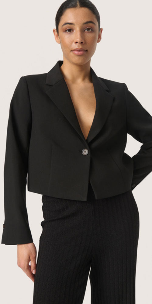 Soaked Cropped Blazer, black