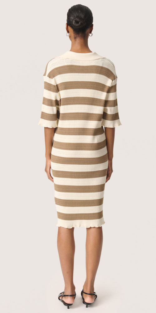 Soaked Striped Knit Polo Dress