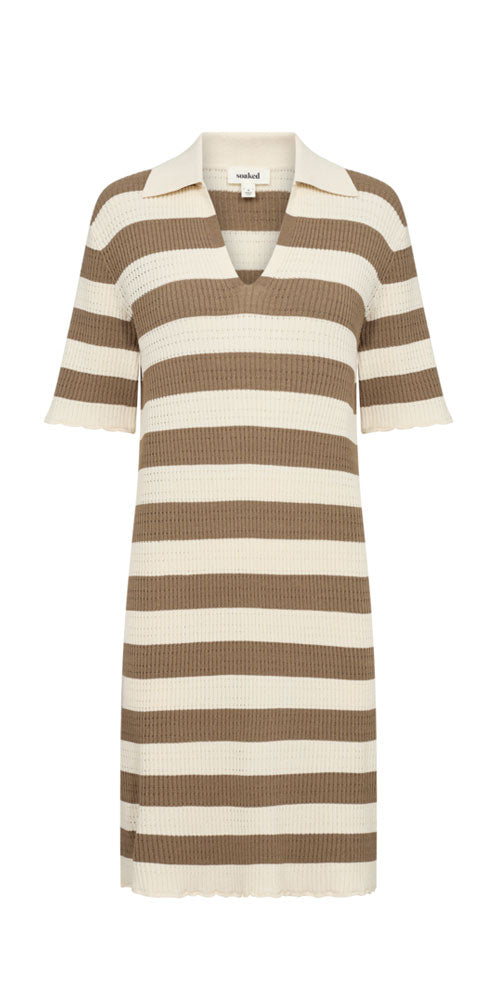 Soaked Striped Knit Polo Dress