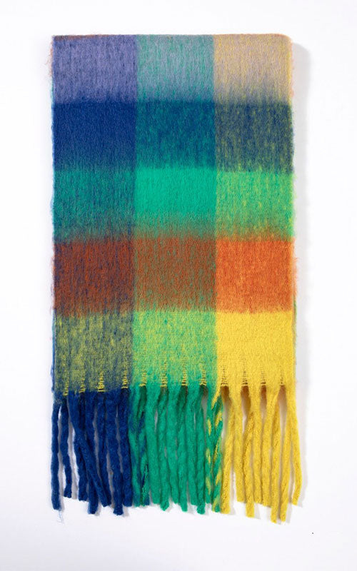 Fuzzy Check Scarf, brights