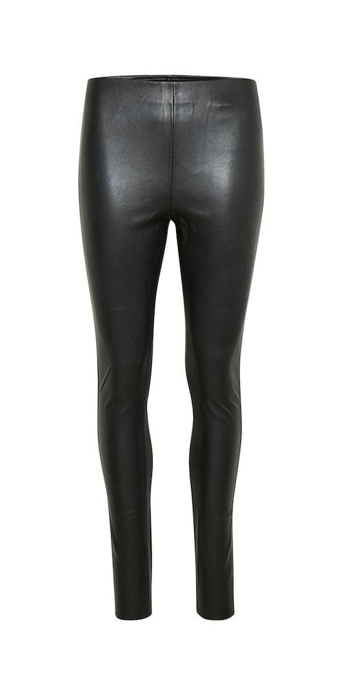 Imitation leather leggings - Black - Ladies